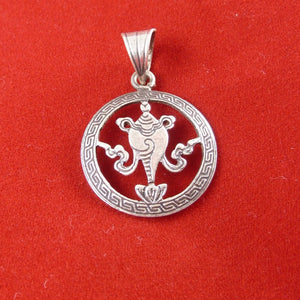 2cm silver pendant with Buddhist Auspicious Conch symbol