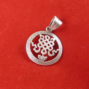2cm silver pendant with Buddhist Auspicious Endless Knot symbol