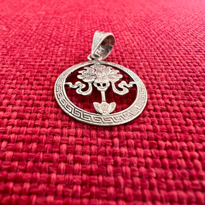 2cm silver pendant with Buddhist Auspicious Lotus Blossom symbol