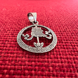 2cm silver pendant with Buddhist Auspicious Parasol symbol