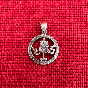 2cm silver pendant with Buddhist Auspicious Parasol symbol