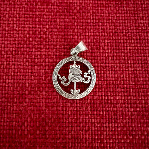 2cm silver pendant with Buddhist Auspicious Parasol symbol