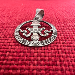 2cm silver pendant with Buddhist Auspicious Vase symbol