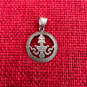 2cm silver pendant with Buddhist Auspicious Vase symbol