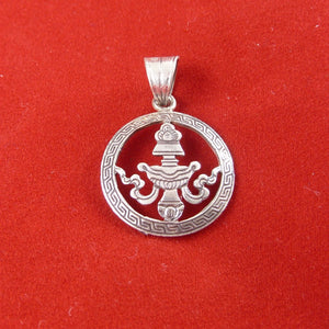 2cm silver pendant with Buddhist Auspicious Vase symbol