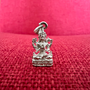 1.5cm shiny silver Chenrezig pendant