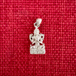 1.5cm shiny silver Chenrezig pendant