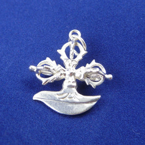 2.5cm silver curved knife with a double dorje top