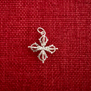 2.5cm Silver double dorje pendant