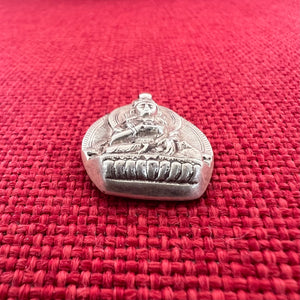 2.5cm high Flat silver pendant with carved image of Peaceful Vajrapani 