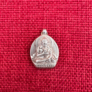 2.5cm high Flat silver pendant with carved image of Peaceful Vajrapani 