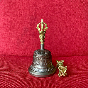 Small Dehradun Bell and Dorje with natural bronze finish