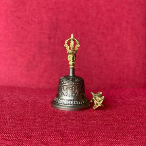 Small Dehradun Bell and Dorje with natural bronze finish
