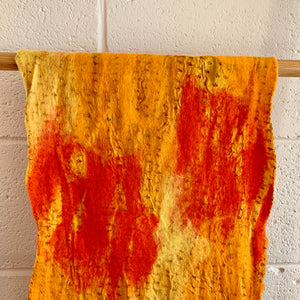 Yellow and Orange Felted Wool & Silk Scarf