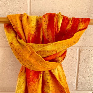 Yellow and Orange Felted Wool & Silk Scarf