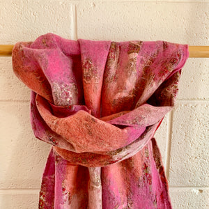 Felted Silk Scarf - Pale Pink and Peach