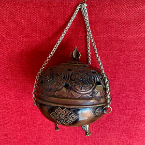 13cm Hanging Copper Incense Burner with 8 Auspicious Symbols