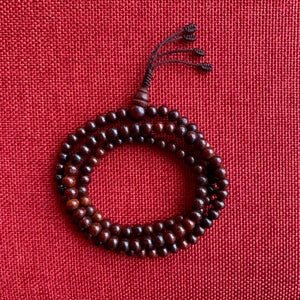 7mm Rosewood mala (prayer beads) with brown string