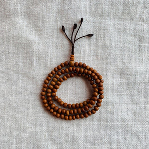 5mm Sandalwood mala (prayer beads) with brown string