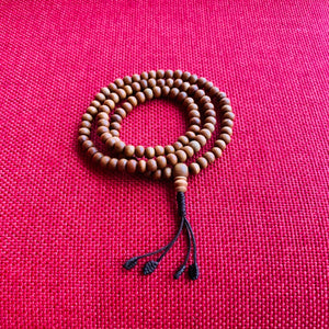 5mm Sandalwood mala (prayer beads) with brown string