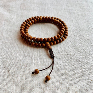 6mm Sandalwood mala (prayer beads) with brown string