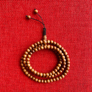 6mm Sandalwood mala (prayer beads) with brown string