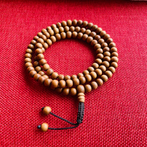 8mm Sandalwood mala (prayer beads) with brown string