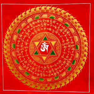 Mandala Painting Red with OM & Om Mani