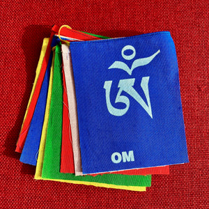 13cm Om Mani Prayer Flags, 10 flags