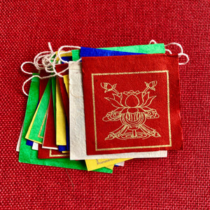 Lokta Paper Prayer Flags with 8 Auspicious Symbols, 25 flags